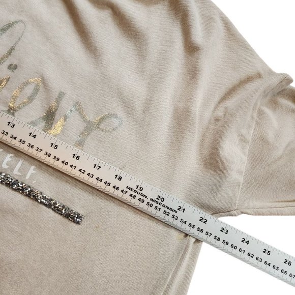 Elissia Blouse Women's Size M Beige Cursive Long Sleeve Made in Italy - Picture 10 of 16